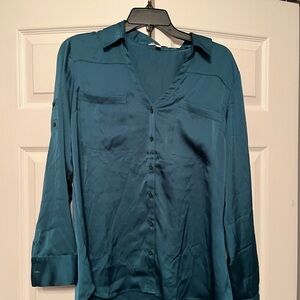 Express Hunter Green Satin Portofino Shirt